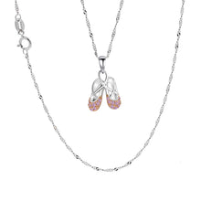 Load image into Gallery viewer, 925 Sterling Silver Ballerina Necklace Jewelry Cubic Zirconia Ballet Slippers Shoes Necklace for Women Girls Teen & Dancer 18" Pink