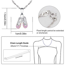 Load image into Gallery viewer, 925 Sterling Silver Ballerina Necklace Jewelry Cubic Zirconia Ballet Slippers Shoes Necklace for Women Girls Teen & Dancer 18" Pink