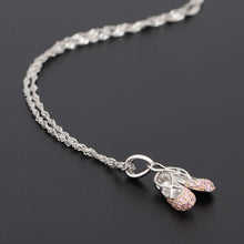 Load image into Gallery viewer, 925 Sterling Silver Ballerina Necklace Jewelry Cubic Zirconia Ballet Slippers Shoes Necklace for Women Girls Teen & Dancer 18" Pink