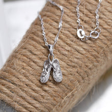 Load image into Gallery viewer, 925 Sterling Silver Ballerina Necklace Jewelry Cubic Zirconia Ballet Slippers Shoes Necklace for Women Girls Teen & Dancer 18" Pink
