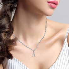 Load image into Gallery viewer, S925 Sterling Silver Initial Necklace Jewelry Cubic Zirconia Letter Alphabet Phase Pendant Necklace 18" Chain Silver A