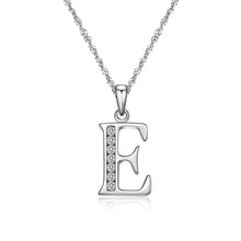 Load image into Gallery viewer, S925 Sterling Silver Initial Necklace Jewelry Cubic Zirconia Letter Alphabet Phase Pendant Necklace 18" Chain Silver A