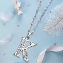 Load image into Gallery viewer, S925 Sterling Silver Initial Necklace Jewelry Cubic Zirconia Letter Alphabet Phase Pendant Necklace 18" Chain Silver A