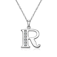 Load image into Gallery viewer, S925 Sterling Silver Initial Necklace Jewelry Cubic Zirconia Letter Alphabet Phase Pendant Necklace 18" Chain Silver A