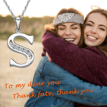 Load image into Gallery viewer, S925 Sterling Silver Initial Necklace Jewelry Cubic Zirconia Letter Alphabet Phase Pendant Necklace 18" Chain Silver A