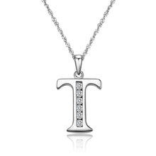 Load image into Gallery viewer, S925 Sterling Silver Initial Necklace Jewelry Cubic Zirconia Letter Alphabet Phase Pendant Necklace 18" Chain Silver A