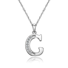 Load image into Gallery viewer, S925 Sterling Silver Initial Necklace Jewelry Cubic Zirconia Letter Alphabet Phase Pendant Necklace 18" Chain Silver A