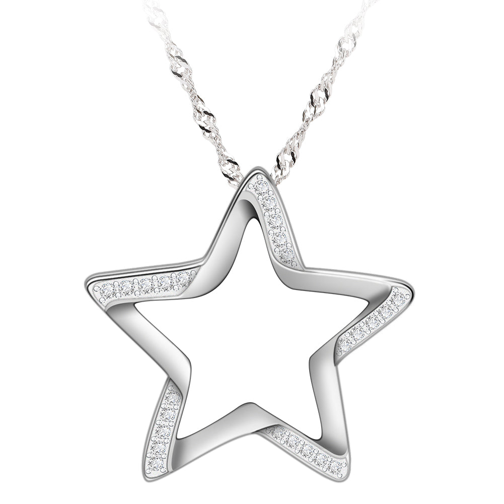 925 Sterling Silver Moon Necklace Cubic Zirconia Crescent 925 Sterling Silver Moon Necklace Cubic Zirconia Crescent