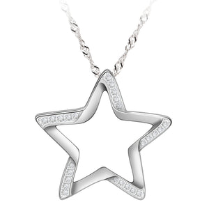 925 Sterling Silver Moon Necklace Cubic Zirconia Crescent Moon Star Phase Pendant Necklace Dainty Chain 18" Chain (Crescent Moon)