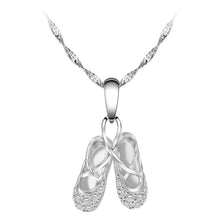 Load image into Gallery viewer, 925 Sterling Silver Ballerina Necklace Jewelry Cubic Zirconia Ballet Slippers Shoes Necklace for Women Girls Teen &amp; Dancer 18&quot; Pink