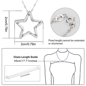 925 Sterling Silver Moon Necklace Cubic Zirconia Crescent Moon Star Phase Pendant Necklace Dainty Chain 18" Chain (Crescent Moon)