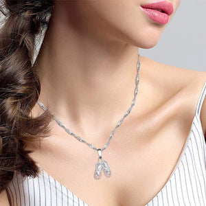 925 Sterling Silver Ballerina Necklace Jewelry Cubic Zirconia Ballet Slippers Shoes Necklace for Women Girls Teen & Dancer 18" Pink