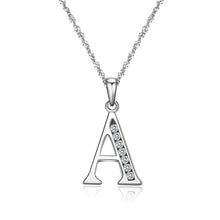 Load image into Gallery viewer, S925 Sterling Silver Initial Necklace Jewelry Cubic Zirconia Letter Alphabet Phase Pendant Necklace 18&quot; Chain Silver A