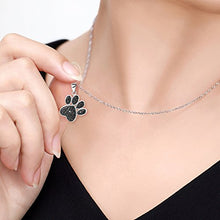 Load image into Gallery viewer, 925 Sterling Silver Diamond Accent Black Plated Paw Print Pendant Necklace