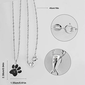 925 Sterling Silver Diamond Accent Black Plated Paw Print Pendant Necklace