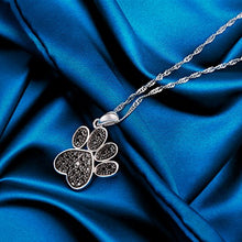 Load image into Gallery viewer, 925 Sterling Silver Diamond Accent Black Plated Paw Print Pendant Necklace