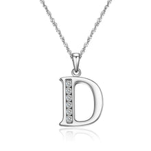 Load image into Gallery viewer, S925 Sterling Silver Initial Necklace Jewelry Cubic Zirconia Letter Alphabet Phase Pendant Necklace 18&quot; Chain Silver A