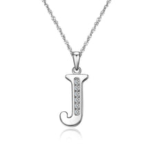 Load image into Gallery viewer, S925 Sterling Silver Initial Necklace Jewelry Cubic Zirconia Letter Alphabet Phase Pendant Necklace 18&quot; Chain Silver A