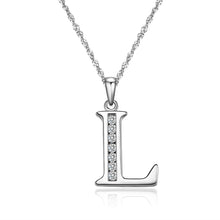 Load image into Gallery viewer, S925 Sterling Silver Initial Necklace Jewelry Cubic Zirconia Letter Alphabet Phase Pendant Necklace 18&quot; Chain Silver A