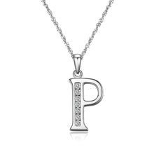 Load image into Gallery viewer, S925 Sterling Silver Initial Necklace Jewelry Cubic Zirconia Letter Alphabet Phase Pendant Necklace 18&quot; Chain Silver A