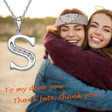 Load image into Gallery viewer, S925 Sterling Silver Initial Necklace Jewelry Cubic Zirconia Letter Alphabet Phase Pendant Necklace 18&quot; Chain Silver A