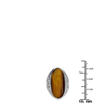 Load image into Gallery viewer, Sterling Silver Magnificent Oval Shaped Tiger Eye Solitaire Ring