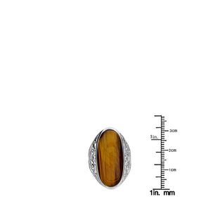 Sterling Silver Magnificent Oval Shaped Tiger Eye Solitaire Ring