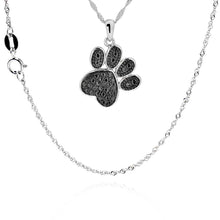 Load image into Gallery viewer, 925 Sterling Silver Diamond Accent Black Plated Paw Print Pendant Necklace