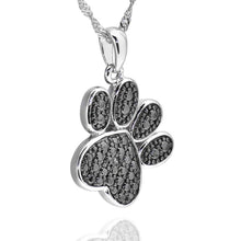 Load image into Gallery viewer, 925 Sterling Silver Diamond Accent Black Plated Paw Print Pendant Necklace