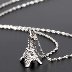 925 Sterling Silver Eiffel Tower Pendant Necklace Paris Jewelry for Women with 18" Silver Chain