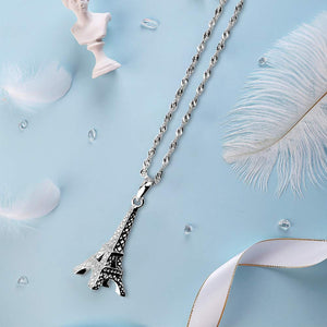 925 Sterling Silver Eiffel Tower Pendant Necklace Paris Jewelry for Women with 18" Silver Chain