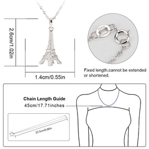 925 Sterling Silver Eiffel Tower Pendant Necklace Paris Jewelry for Women with 18" Silver Chain