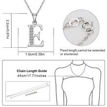 Load image into Gallery viewer, S925 Sterling Silver Initial Necklace Jewelry Cubic Zirconia Letter Alphabet Phase Pendant Necklace 18&quot; Chain Silver A